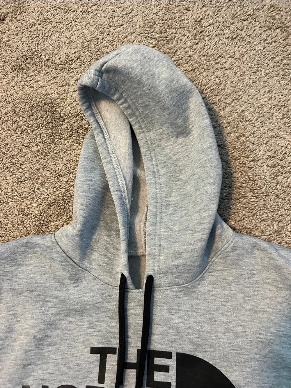 The North Face Light Grey Pullover Hoodie with Black Logo